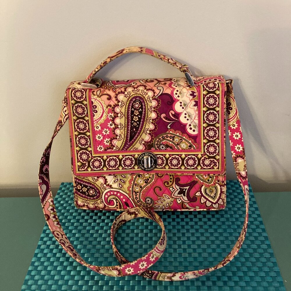 Vera Bradley Satchel Crossbody Bag Pink Paisley